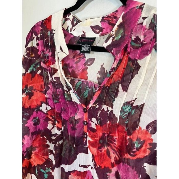 Torrid Top Women 3X Pink Pullover Floral Sheer Feminine Summer Dainty Flowy 80s - Picture 5 of 13